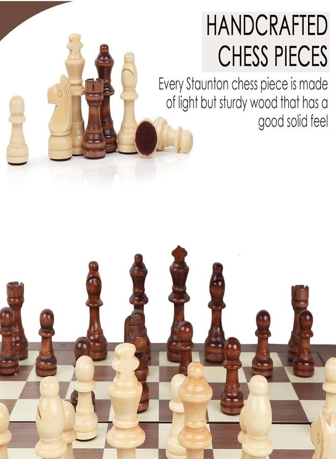 SPOCCO | 12"X12" Magnetic Wooden Chess Board Set with 32 Magnetic Pieces | Portable Chess Board Game Compact & Folding - Classic Travel Chess for Kids & Adults | CM109 - Image 3